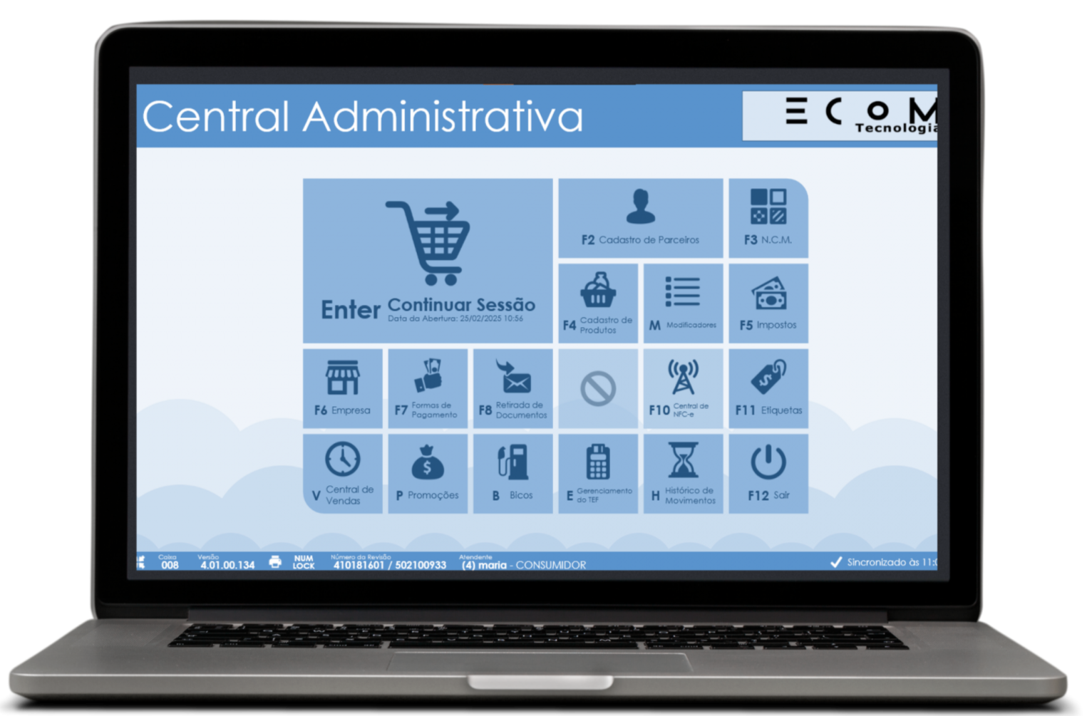Tela do sistema de PDV Local